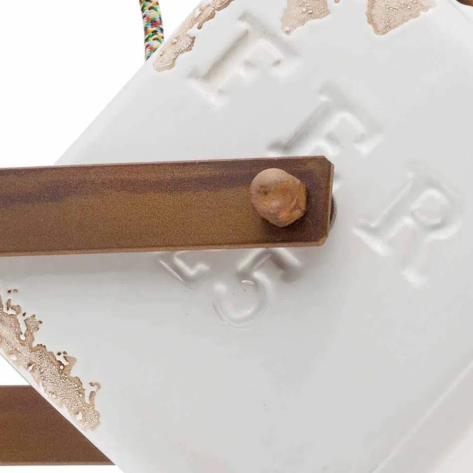 Aplique de pared de estilo industrial de la vendimia de cerámica y hierro Julia Viadurini