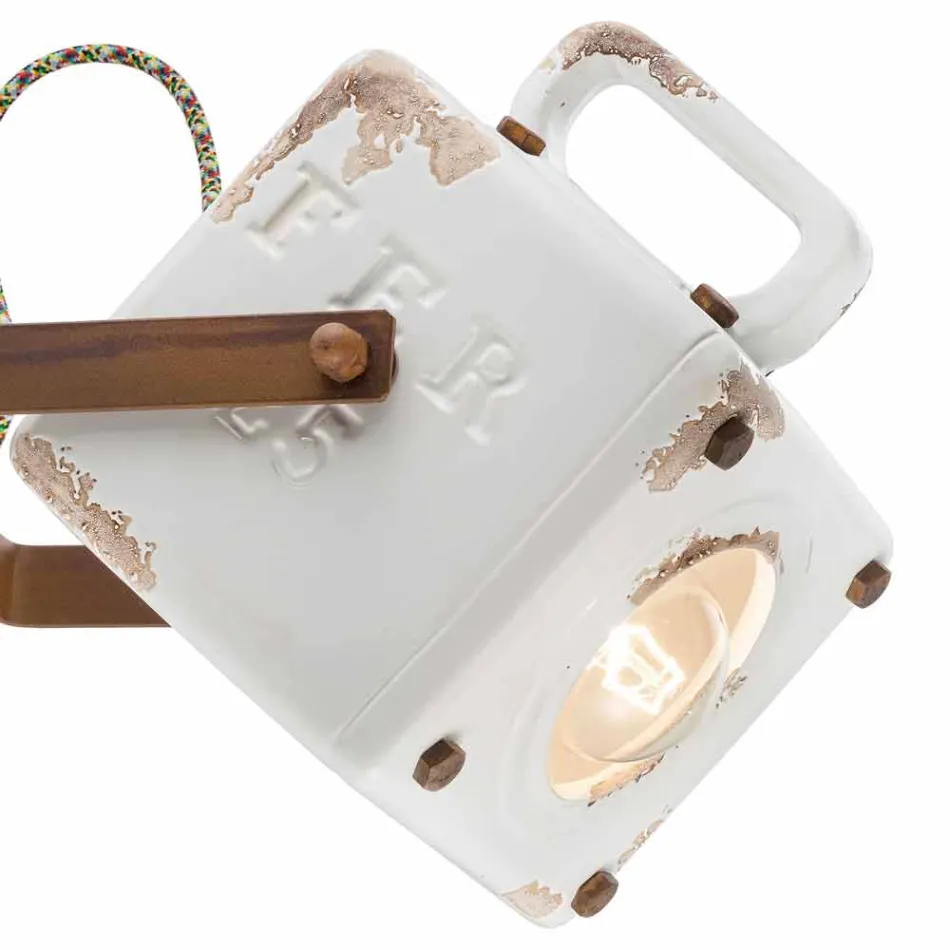 Aplique de pared de estilo industrial de la vendimia de cerámica y hierro Julia Viadurini