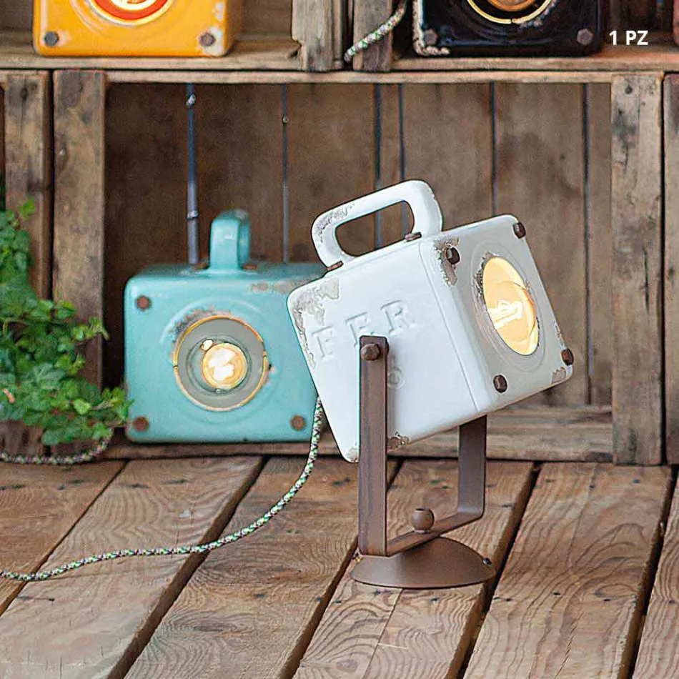 Aplique de pared de estilo industrial de la vendimia de cerámica y hierro Julia Viadurini