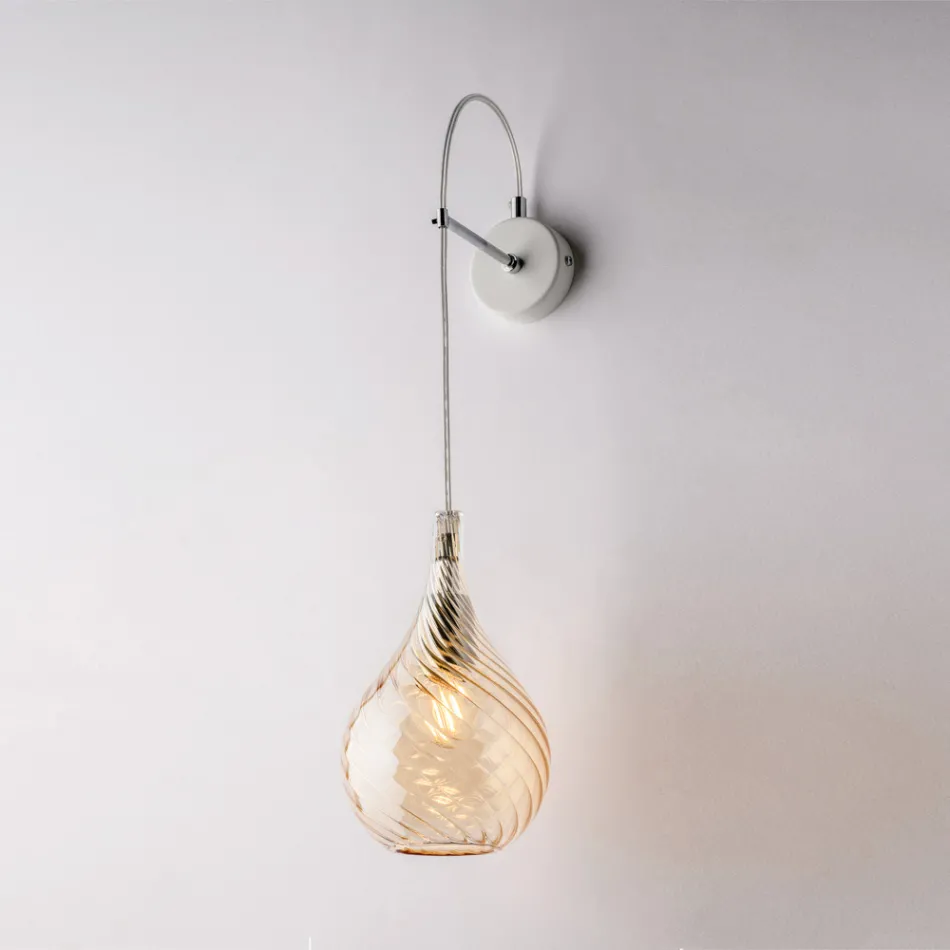 Lámpara de pared de hierro con cristal Pyrex, fabricada en Italia, para decoración de interiores - Amazonia Viadurini