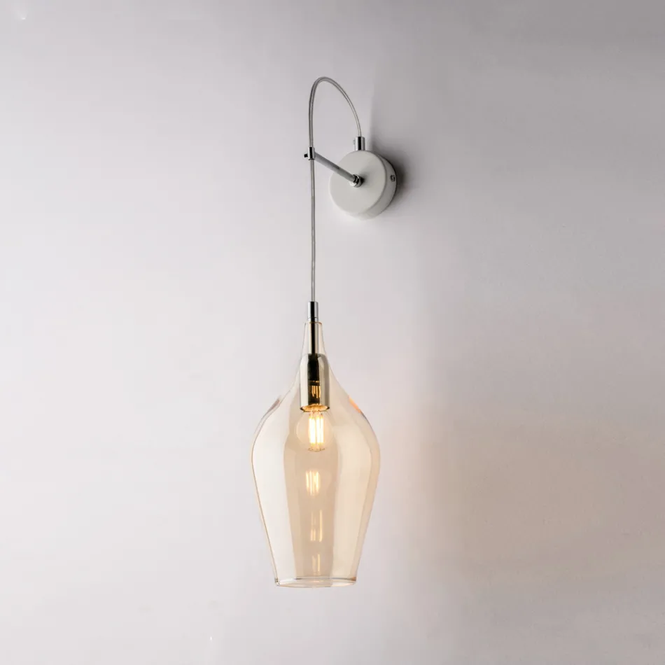 Lámpara de pared de hierro con cristal Pyrex, fabricada en Italia, para decoración de interiores - Sparta Viadurini