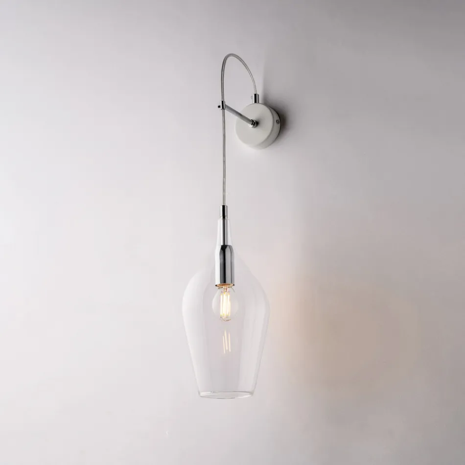 Lámpara de pared de hierro con cristal Pyrex, fabricada en Italia, para decoración de interiores - Sparta Viadurini