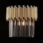 Lámpara de pared de hierro dorado con pedrería, fabricada en Italia, para decoración de interiores - París Viadurini