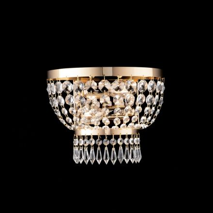 Aplique de hierro y oro con pedrería para decoración de interiores, fabricado en Italia - Austria Viadurini