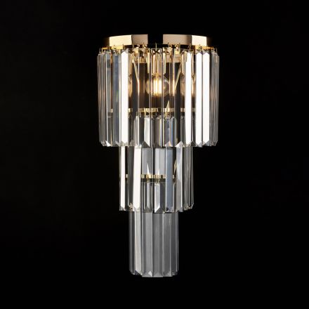 Aplique de hierro y oro con pedrería, fabricado en Italia para decoración de interiores - Viena Viadurini