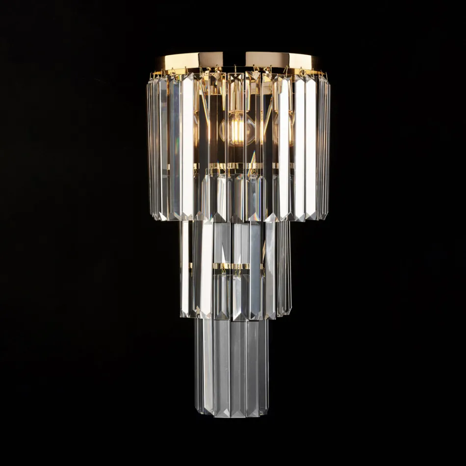 Aplique de hierro y oro con pedrería, fabricado en Italia para decoración de interiores - Viena Viadurini