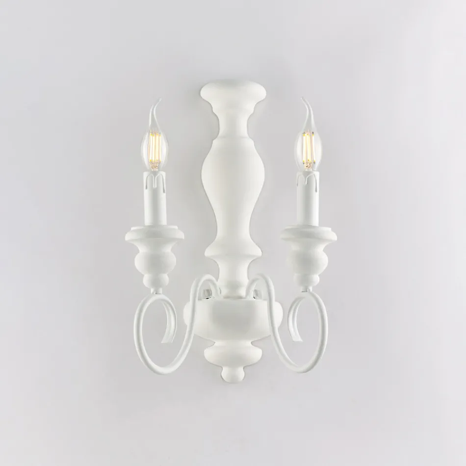 Apliques de pared de madera y hierro lacado, fabricados en Italia, para decoración de interiores - Toscana Viadurini