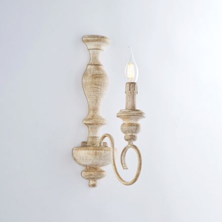 Apliques de pared de madera y hierro lacado, fabricados en Italia, para decoración de interiores - Toscana Viadurini