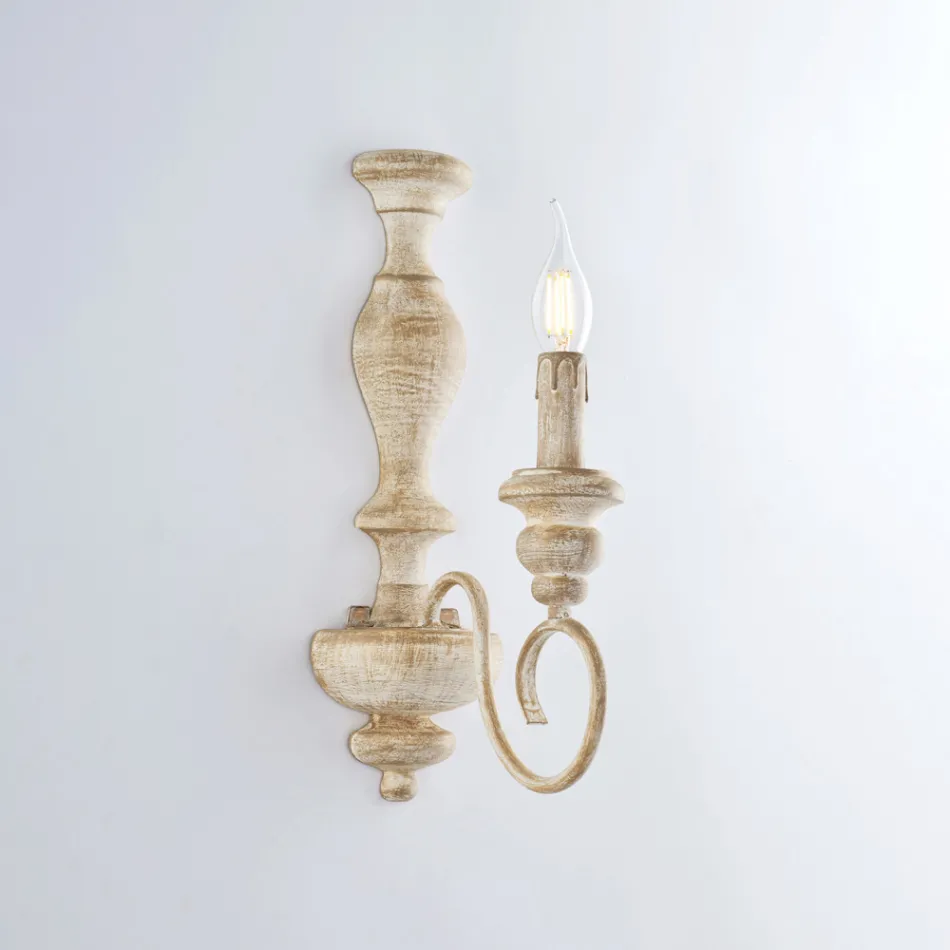 Apliques de pared de madera y hierro lacado, fabricados en Italia, para decoración de interiores - Toscana Viadurini