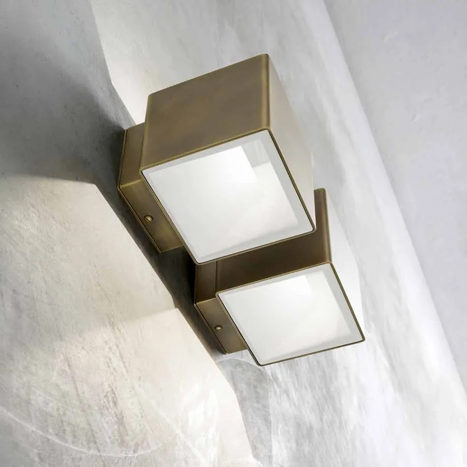 Aplique de latón y yeso Made in Italy - Cubetto Aldo Bernardi Viadurini