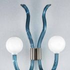 Lámpara de pared en vidrio azul Venecia y metal hecha a mano en Italia - Antonietta Viadurini
