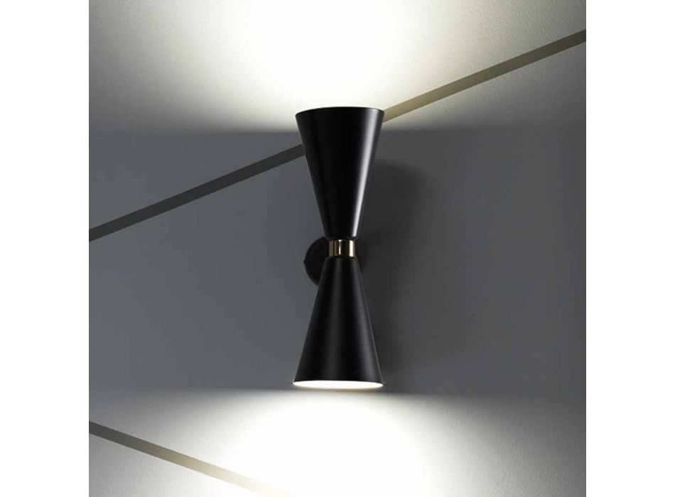 Lámpara de pared moderna con estructura de metal negro mate Made in Italy - Zaira Viadurini