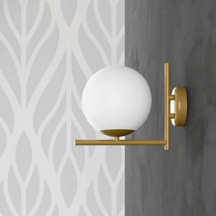 Lámpara de pared moderna en metal acabado latón y vidrio opal Made in Italy - Carima Viadurini