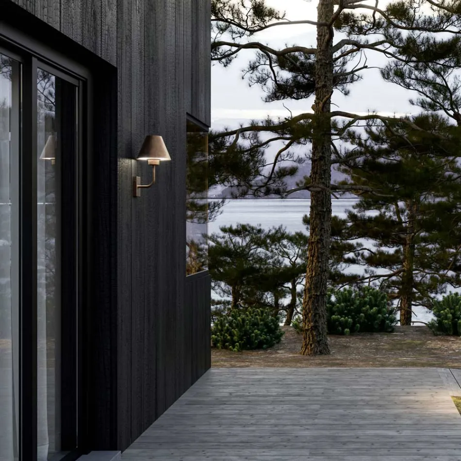 Aplique de exterior de latón y cobre Made in Italy - Sword Viadurini