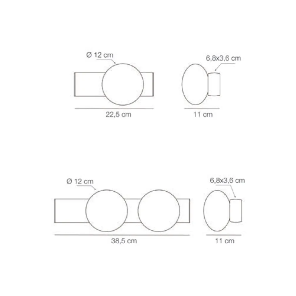 Lámpara de pared o techo en aluminio y cristal soplado blanco - Alma Viadurini