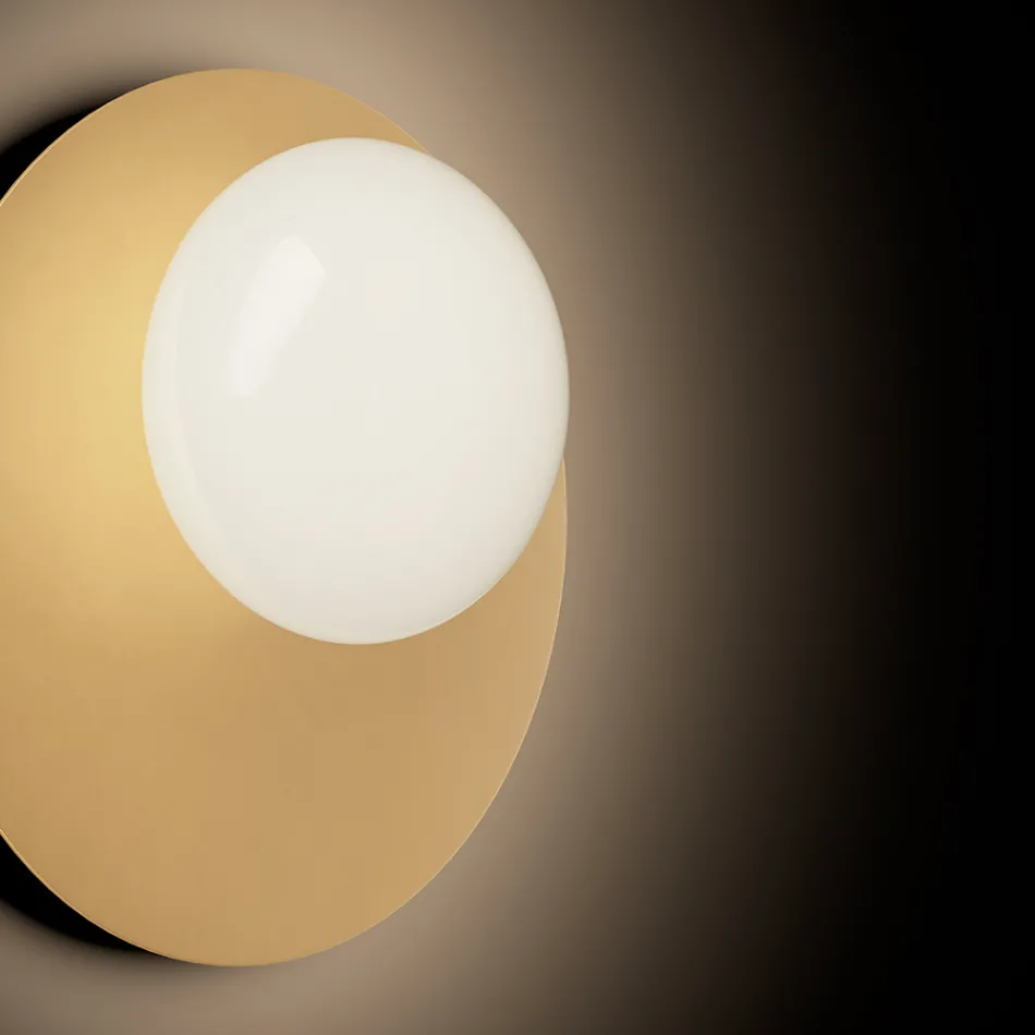 Lámpara de pared o techo de aluminio, metal y cristal blanco - Luma Viadurini