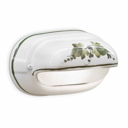 Aplique de Exterior Horizontal en Cerámica Flores Pintadas a Mano - Brindisi Viadurini