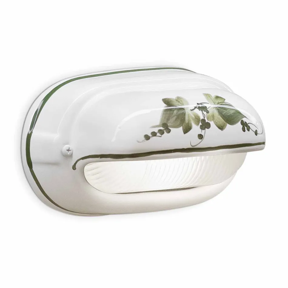 Aplique de Exterior Horizontal en Cerámica Flores Pintadas a Mano - Brindisi Viadurini