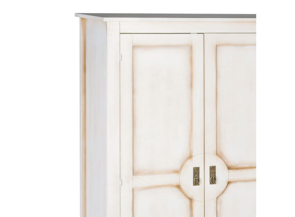 Armario de madera blanca patinada con 2 puertas Made in Italy - Agni Viadurini
