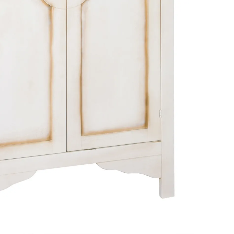 Armario de madera blanca patinada con 2 puertas Made in Italy - Agni Viadurini