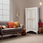 Armario de madera blanca patinada con 2 puertas Made in Italy - Agni Viadurini