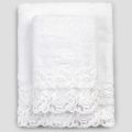 Toallas de felpa de algodón blanco con encaje, 2 piezas de lujo italiano - Sposi