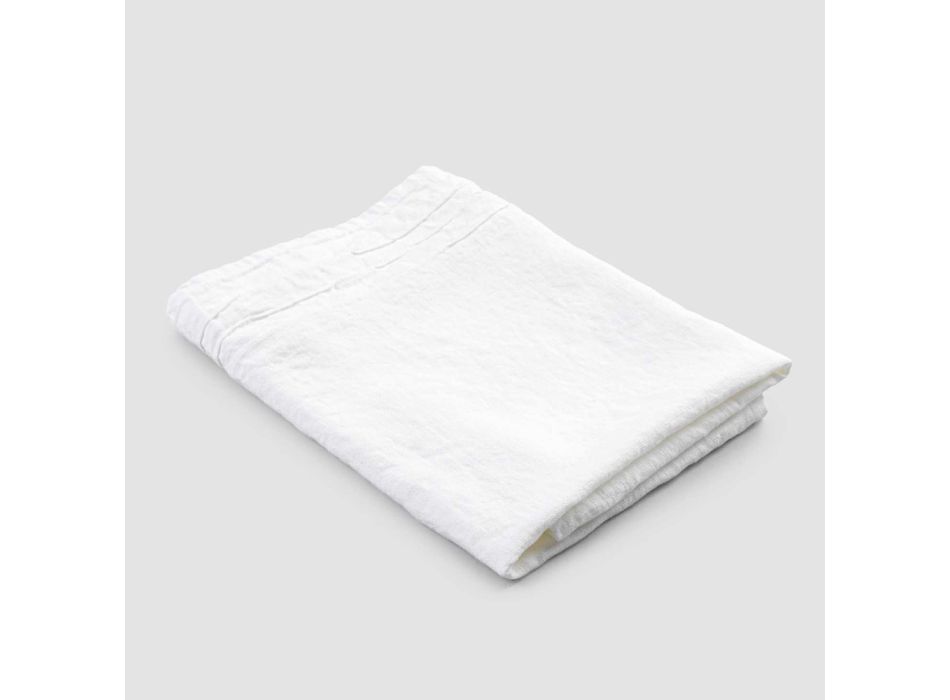 Toalla de baño italiana de lino pesado, hecha a mano, de lujo, color blanco - Jojoba Viadurini