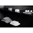 Toalla facial de felpa de algodón blanca con decoración geométrica - Gimmy Viadurini