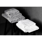 Toalla facial de felpa de algodón blanca con decoración geométrica - Gimmy Viadurini