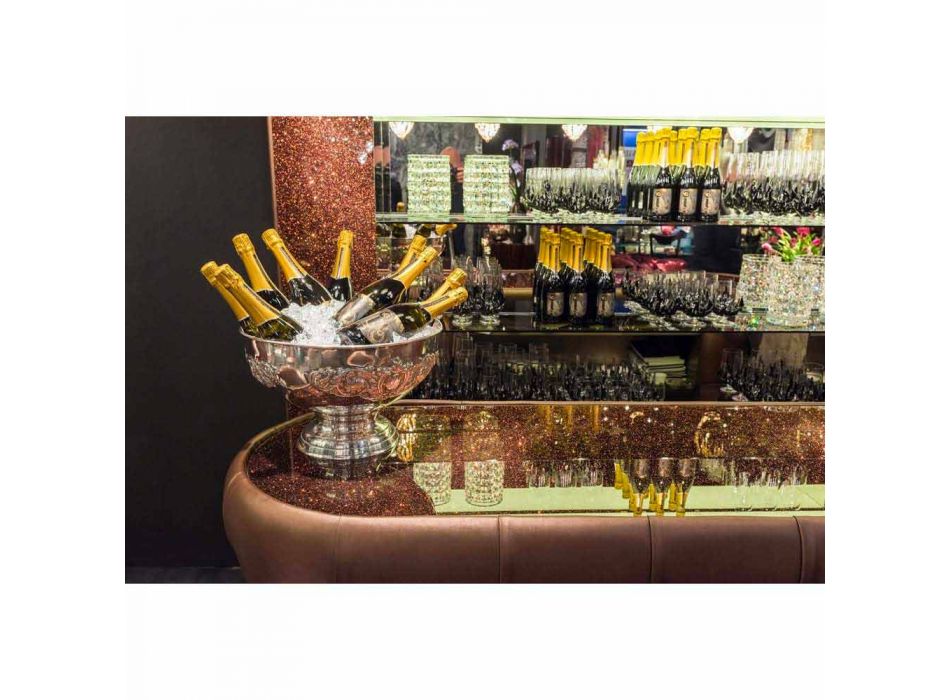 Barra de bar con tapa de cristal brillante Made in Italy, lujo - Calcuta Viadurini
