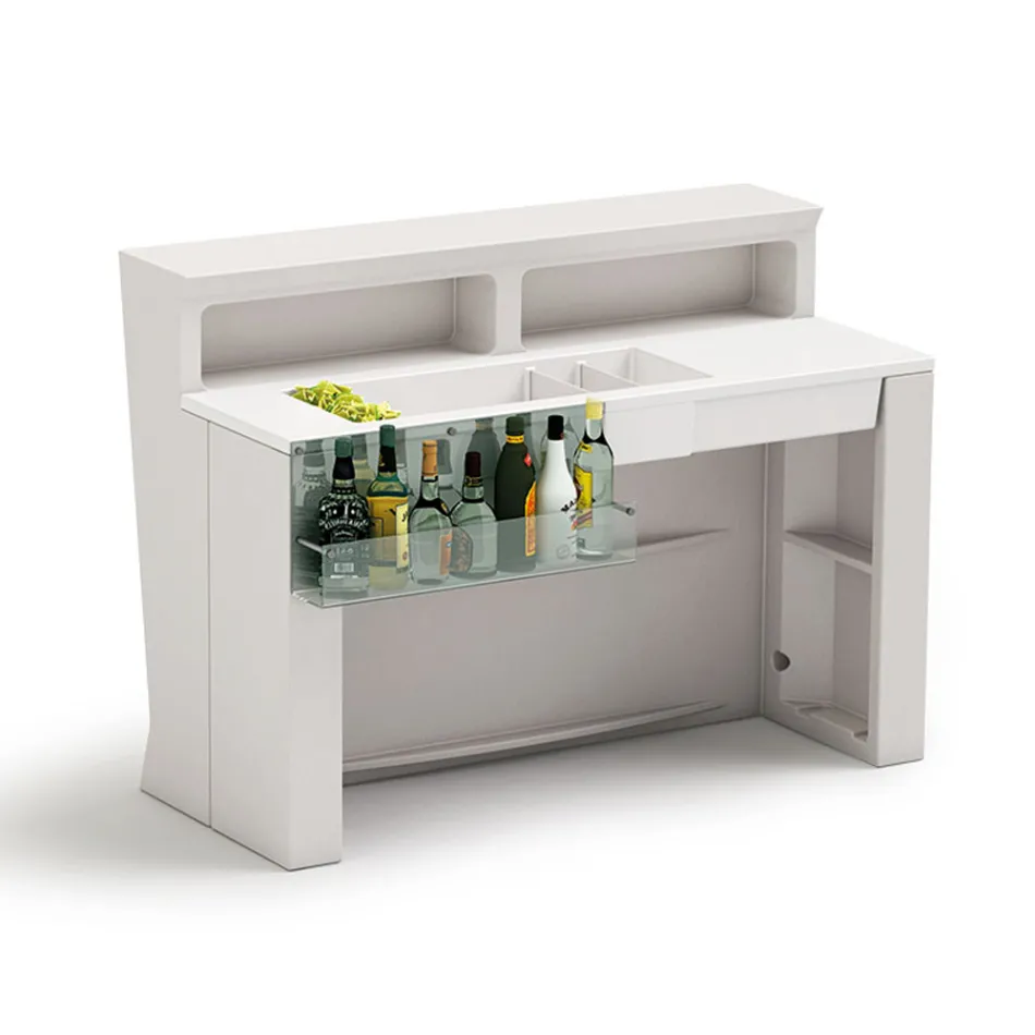 Barra de Bar Luminosa con Accesorio Organizador y Botellero - Reportaje Viadurini