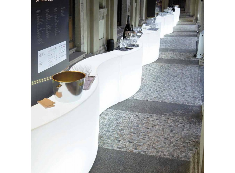 Mostrador de barra modular Slide Snack Barra blanca brillante hecha en Italia Viadurini