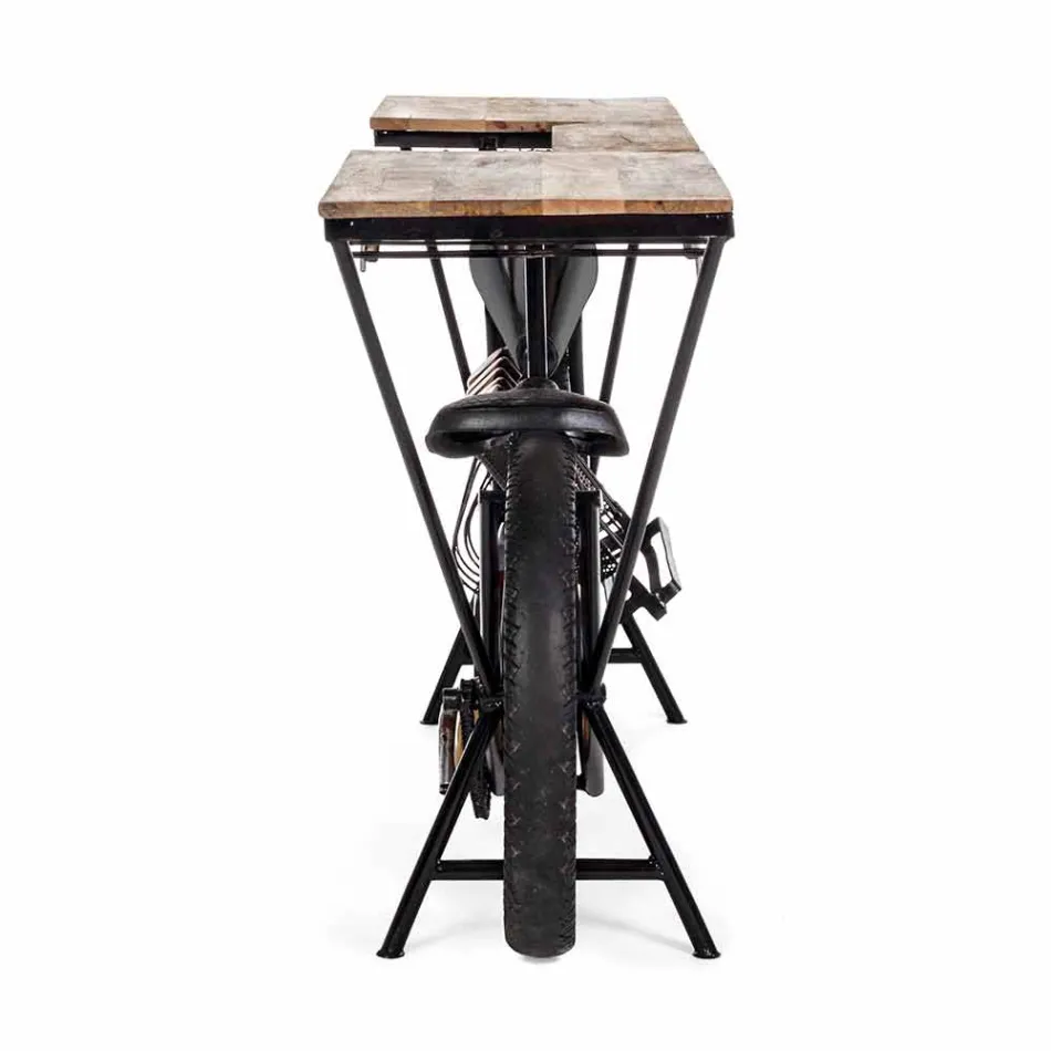 Consola de diseño moderno en madera de mango y acero para motocicleta - Shallot Viadurini