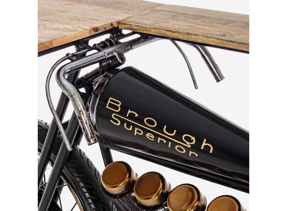Consola de diseño moderno en madera de mango y acero para motocicleta - Shallot Viadurini