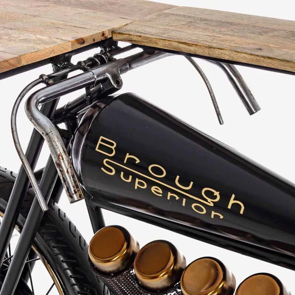 Consola de diseño moderno en madera de mango y acero para motocicleta - Shallot Viadurini