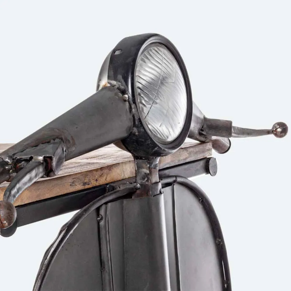 Consola de bar en madera de mango y Vespa en acero de diseño moderno - Shallot Viadurini