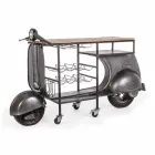 Consola de bar en madera de mango y Vespa en acero de diseño moderno - Shallot Viadurini