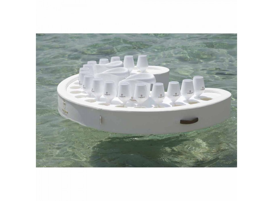 Barra flotante Trona en piel eco náutica blanca y plexiglás Viadurini