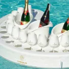 bar en la piscina Trona de imitación de cuero blanco náutico y de plexiglás Viadurini