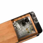 Diseño moderno de barra móvil sobre ruedas con mesa de madera y acero - Giancalliope Viadurini