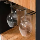 Diseño moderno de barra móvil sobre ruedas con mesa de madera y acero - Giancalliope Viadurini