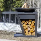 Con placa de cocción y compartimento porta madera - Giorgione Viadurini