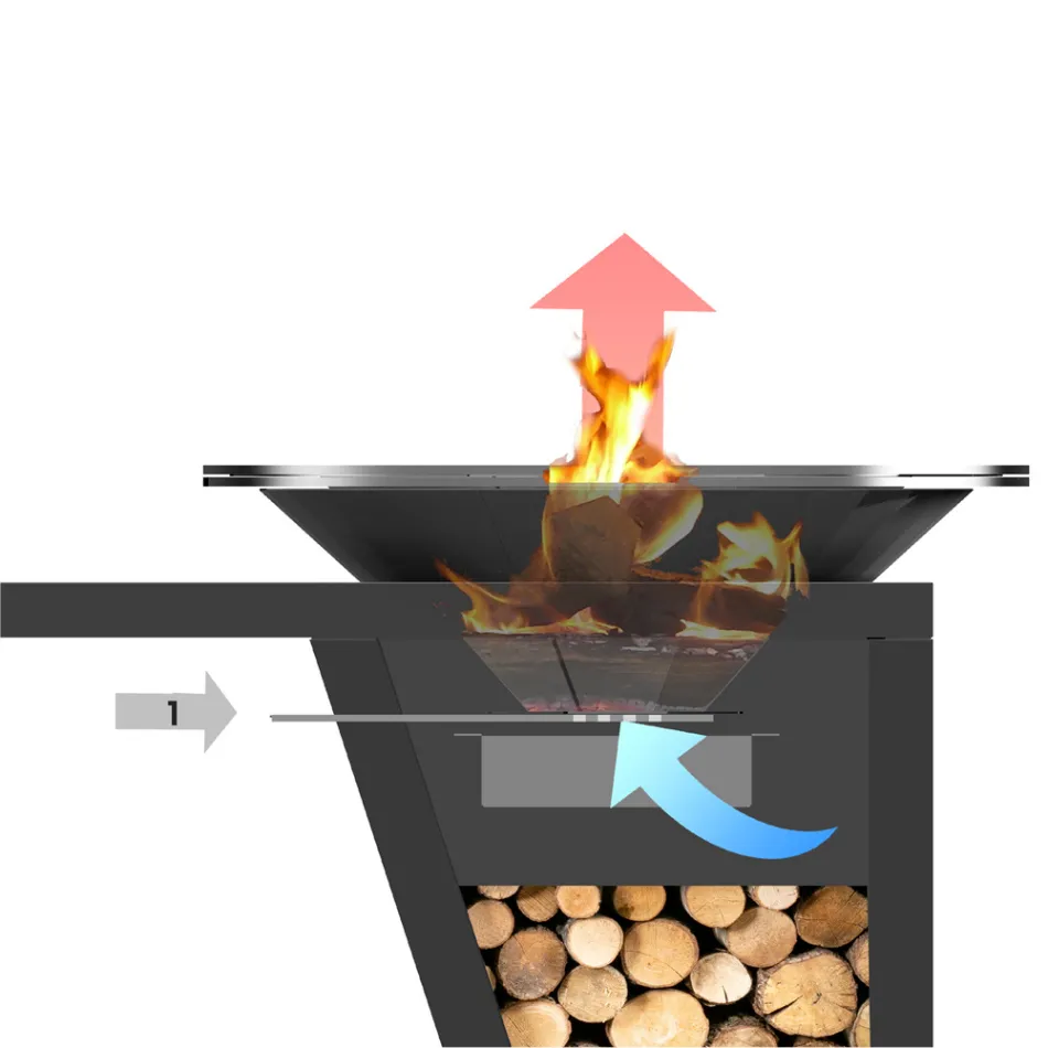 Con placa de cocción y compartimento porta madera - Giorgione Viadurini