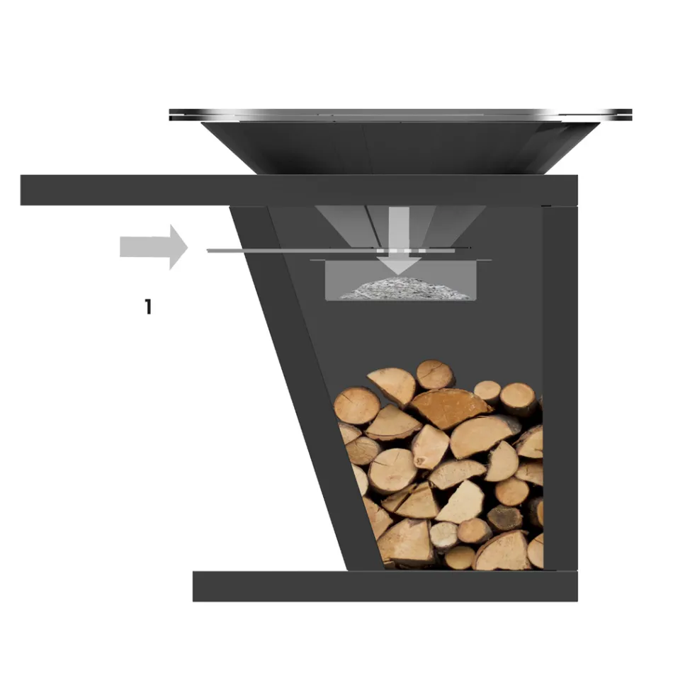 Con placa de cocción y compartimento porta madera - Giorgione Viadurini