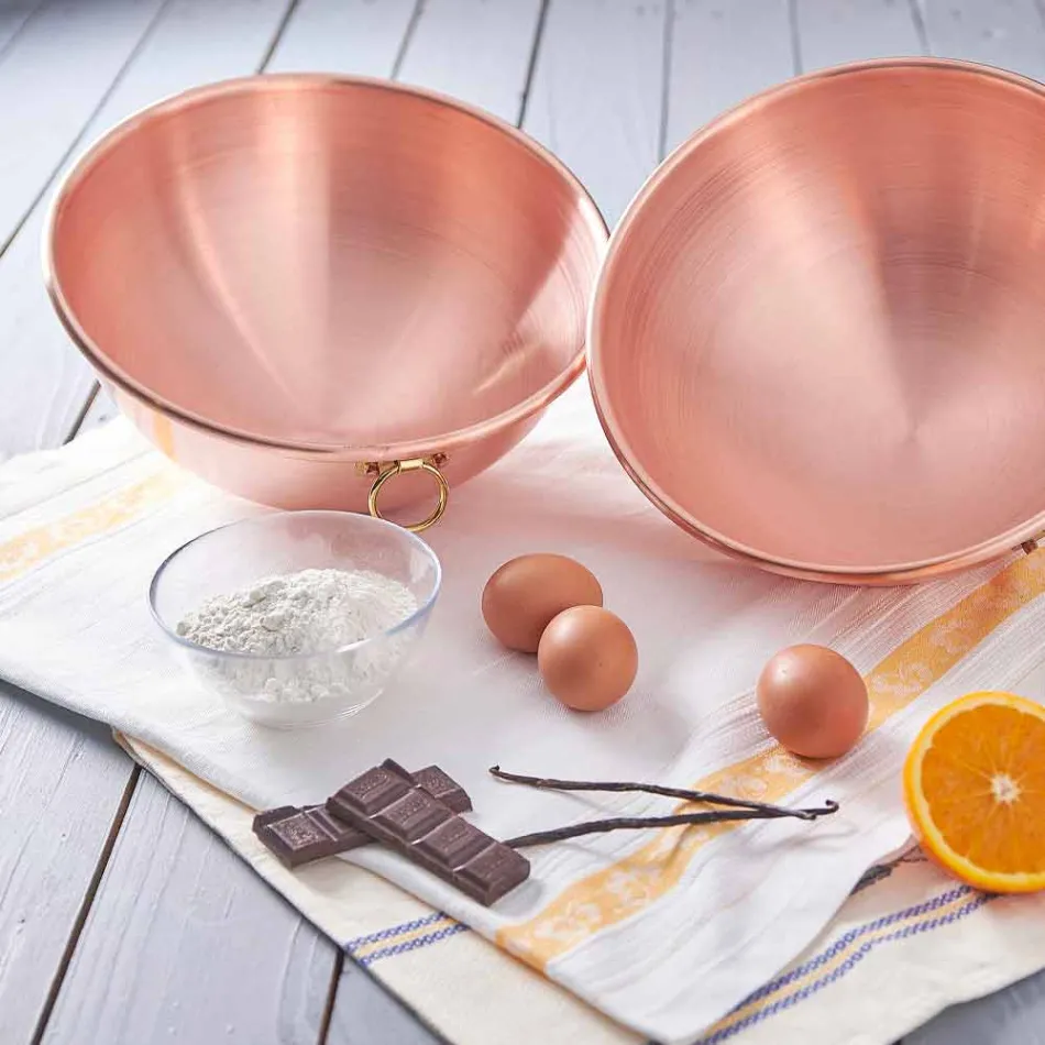 Bastardella semiesférica en cobre estañado a mano con anilla 26 cm - Giampiero Viadurini