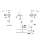 Mezclador de bidé de 3 orificios con entrega interna de latón Made in Italy - Noriana Viadurini