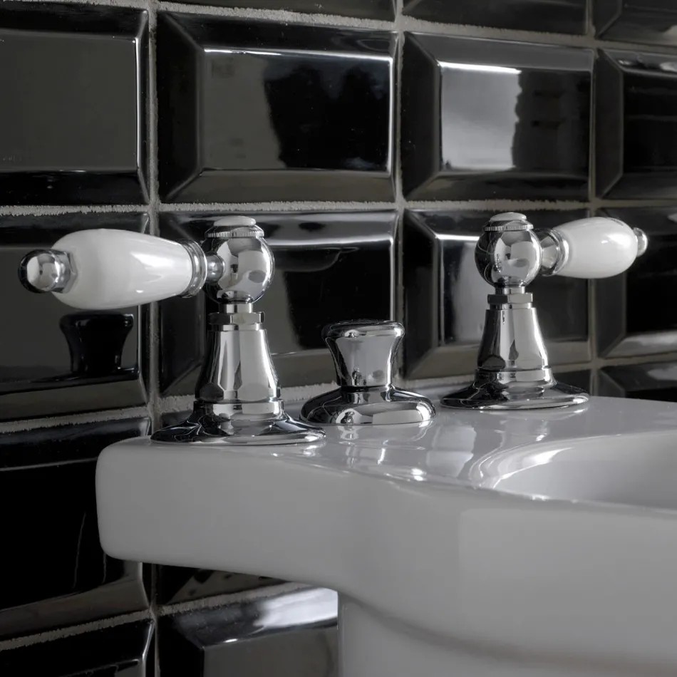 Mezclador de bidé de 3 orificios con entrega interna de latón Made in Italy - Noriana Viadurini