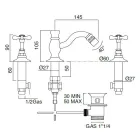 Mezclador de bidé de 3 orificios con desagüe clásico de latón hecho a mano - Fioretta Viadurini