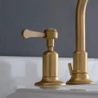 Mezclador de lavabo de 3 orificios con caño alto con desagüe automático de latón Made in Italy - Rojo Viadurini