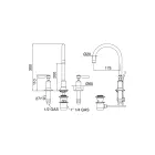 Mezclador de lavabo de 3 orificios con caño alto con desagüe automático de latón Made in Italy - Rojo Viadurini